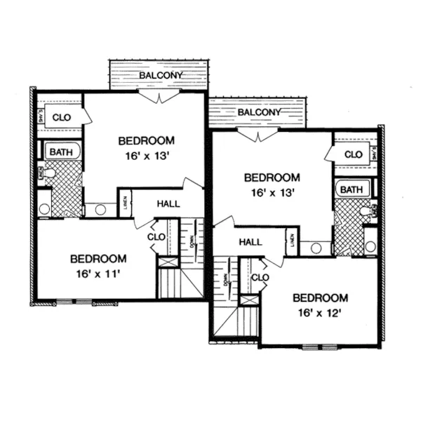 Multi-Family House Plan Second Floor - Dardanelle Multi-Family Home 020D-0082 - Search House Plans and More