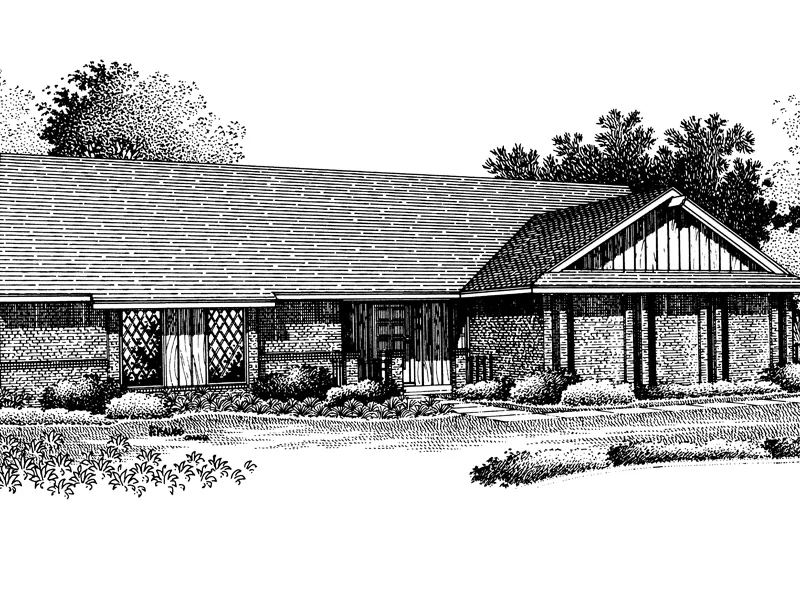 Traditional House Plan Front Image of House - Edmondson Park  Ranch Home 020D-0087 - Search House Plans and More