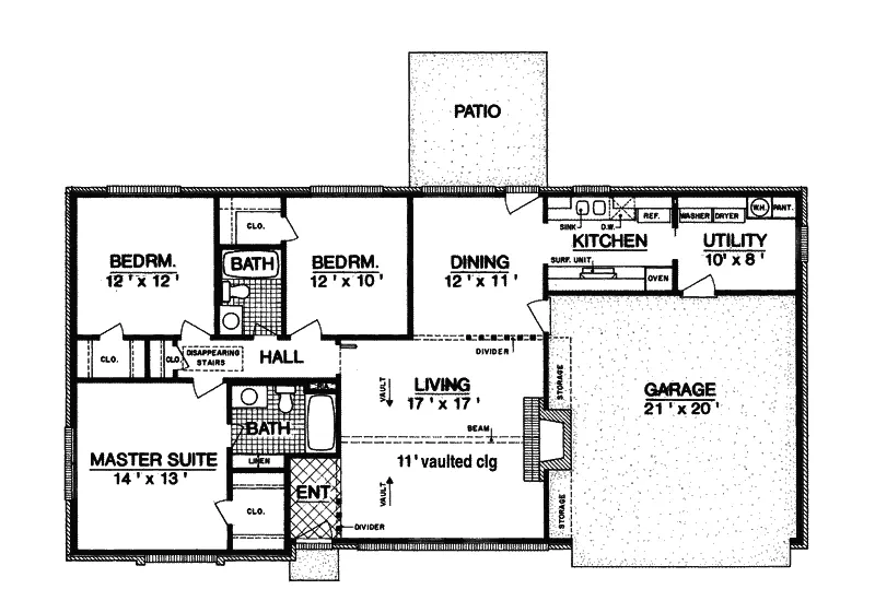 Ranch House Plan First Floor - Chatfield Bay Ranch Home 020D-0088 - Search House Plans and More
