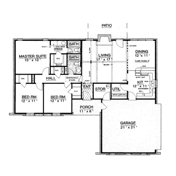 Tudor House Plan First Floor - Forrest City Ranch Home 020D-0089 - Search House Plans and More