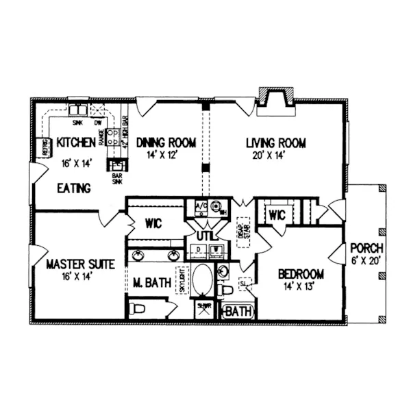 Colonial House Plan First Floor - Penhurst Place Southern Home 020D-0094 - Shop House Plans and More