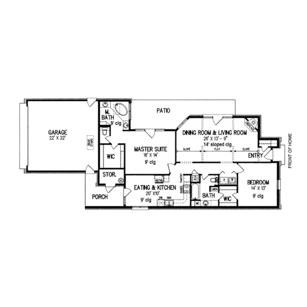 Ranch House Plan First Floor - Howell Grove Narrow Lot Home 020D-0095 - Search House Plans and More