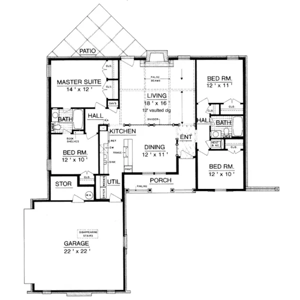 Traditional House Plan First Floor - Galloway Hill Country Home 020D-0098 - Search House Plans and More