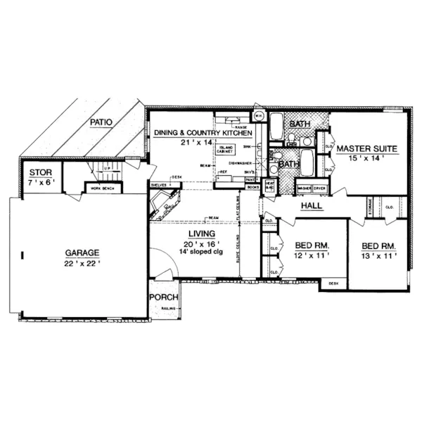 Rustic House Plan First Floor - Fern Mill European Farmhouse 020D-0101 - Search House Plans and More