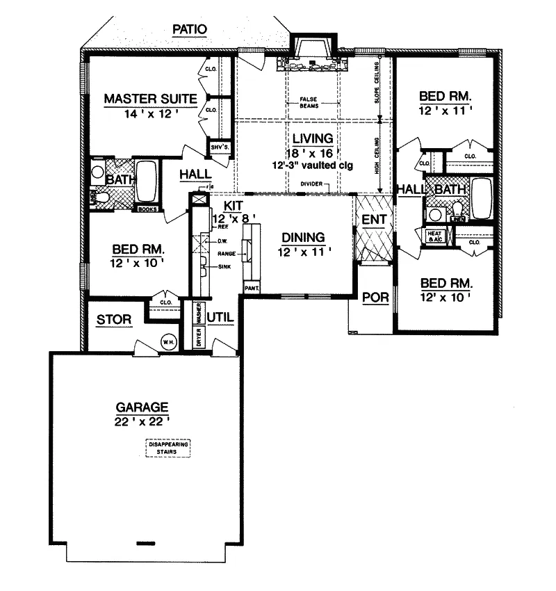 Rustic House Plan First Floor - Washita Rustic Ranch Home 020D-0103 - Shop House Plans and More