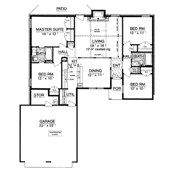 Tudor House Plan First Floor - Washita Rustic Ranch Home 020D-0103 - Shop House Plans and More