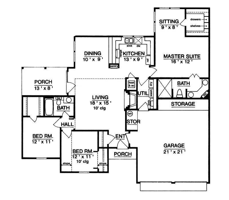 Ranch House Plan First Floor - Pinnacle European Home 020D-0106 - Shop House Plans and More