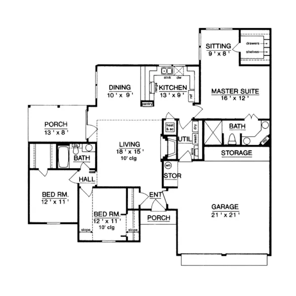 Ranch House Plan First Floor - Pinnacle European Home 020D-0106 - Shop House Plans and More