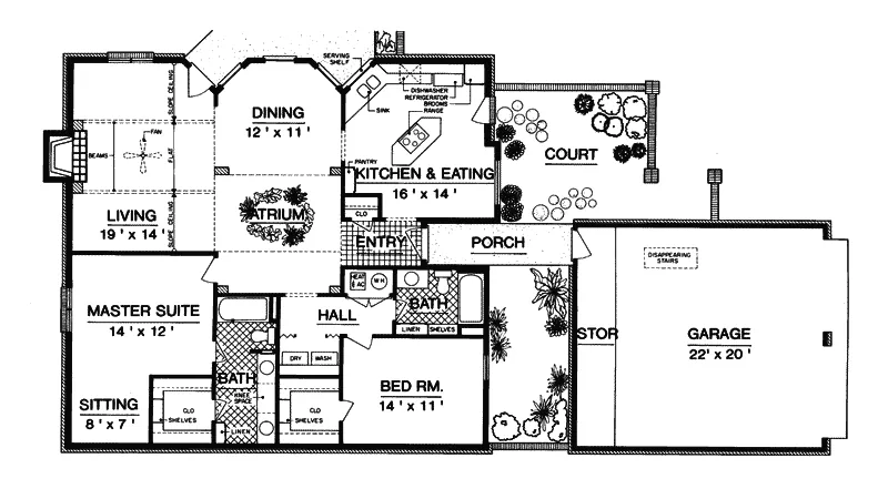 European House Plan First Floor - Felton European Ranch Home 020D-0109 - Search House Plans and More