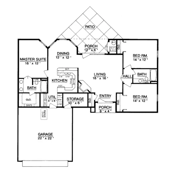 Traditional House Plan First Floor - Marianna Cove Rustic Home 020D-0113 - Shop House Plans and More