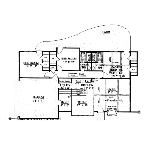 Traditional House Plan First Floor - Turner Ranch Home 020D-0117 - Shop House Plans and More