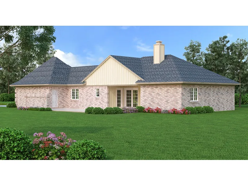 Ranch House Plan Rear Photo 01 - Bryant Manor European Home 020D-0121 - Search House Plans and More