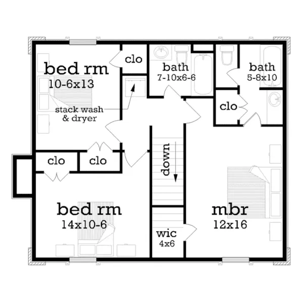 Greek Revival House Plan Second Floor - Havana Bay Georgian Home 020D-0125 - Search House Plans and More