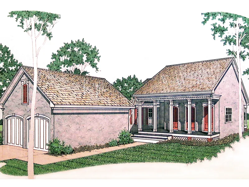Southern Style Stucco Ranch With Covered Front Porch