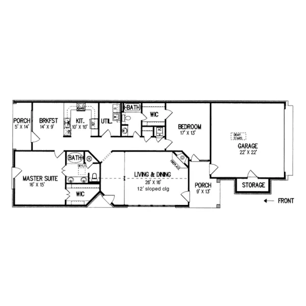 Ranch House Plan First Floor - Sherrill Traditional Home 020D-0128 - Shop House Plans and More