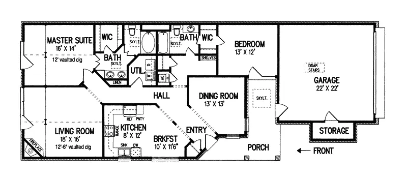 Ranch House Plan First Floor - DeWitt Multi-Family Home 020D-0130 - Search House Plans and More