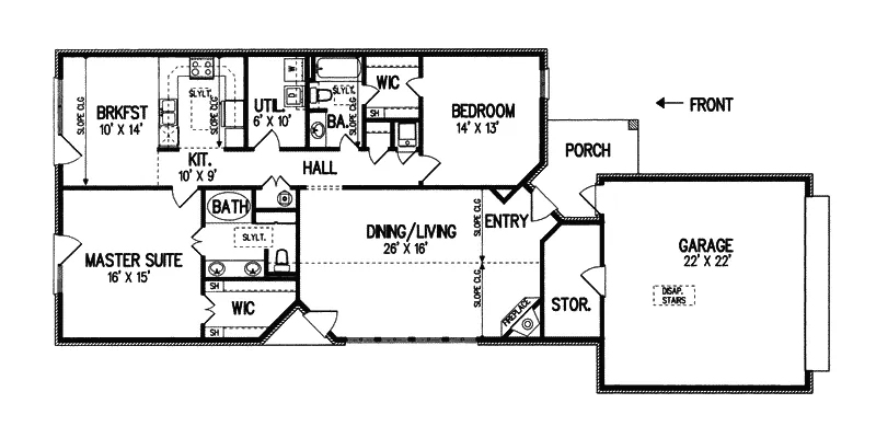 Ranch House Plan First Floor - Nunley Traditional Ranch Home 020D-0131 - Shop House Plans and More