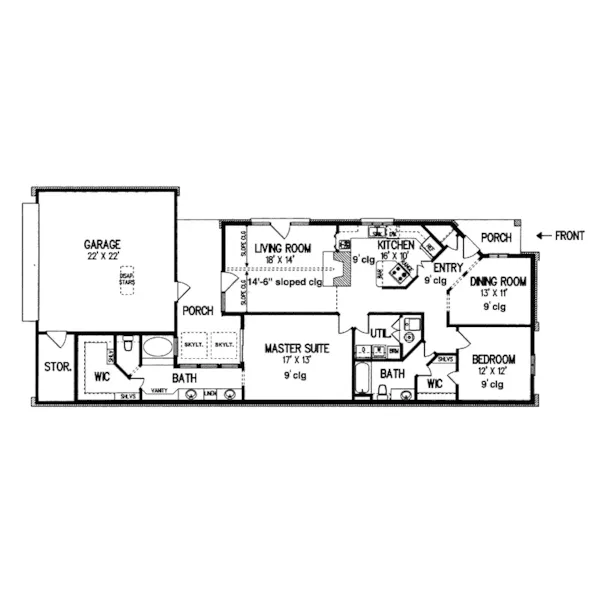 Ranch House Plan First Floor - Hatton Multi-Family Home 020D-0132 - Search House Plans and More