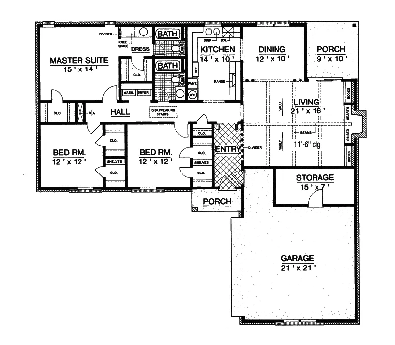 Tudor House Plan First Floor - Gillham Manor Tudor Ranch Home 020D-0133 - Search House Plans and More