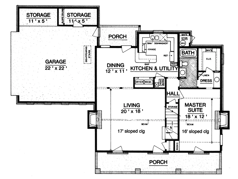 Traditional House Plan First Floor - Postelle Southern Home 020D-0140 - Shop House Plans and More