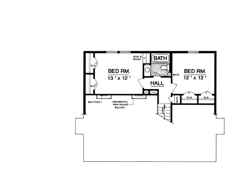 Southern House Plan Second Floor - Postelle Southern Home 020D-0140 - Shop House Plans and More