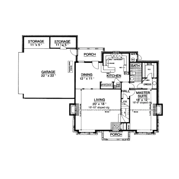 Traditional House Plan First Floor - Shelby Falls English Tudor Home 020D-0143 - Shop House Plans and More