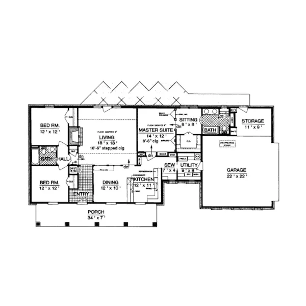 Ranch House Plan First Floor - Buckville Ranch Home 020D-0144 - Search House Plans and More