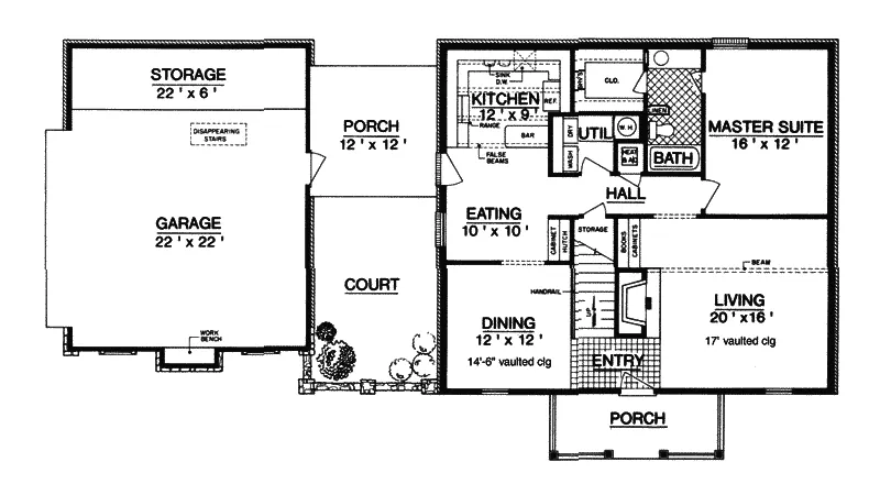Tudor House Plan First Floor - Grady Rustic Home 020D-0145 - Search House Plans and More