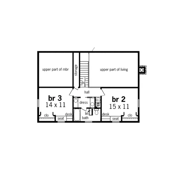 Traditional House Plan Second Floor - Willow Country Farmhouse 020D-0146 - Shop House Plans and More