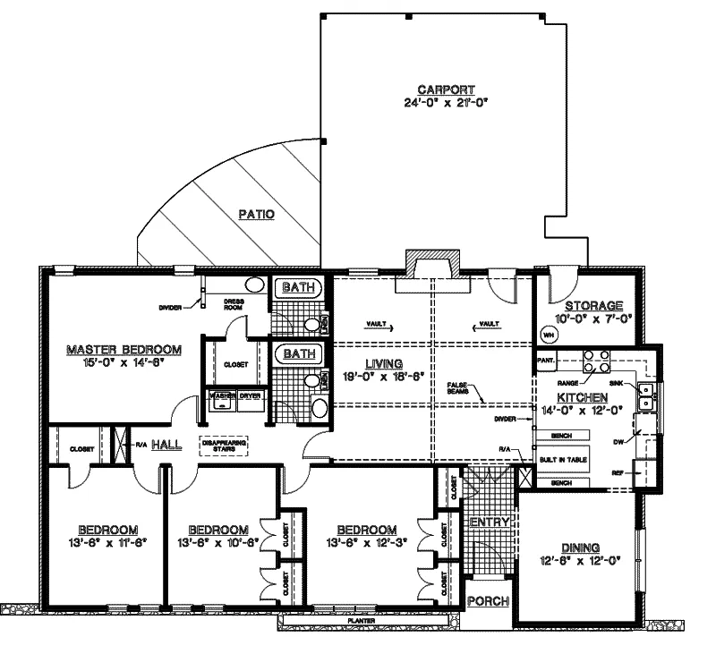 Ranch House Plan First Floor - Canfield One-Story Home 020D-0155 - Search House Plans and More