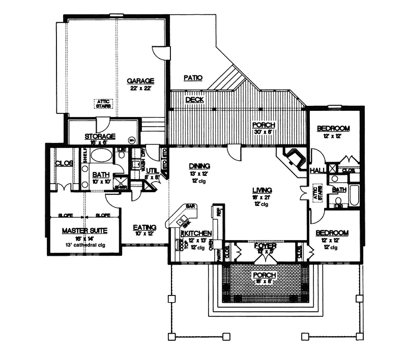 Traditional House Plan First Floor - Dermott Southern Style Home 020D-0159 - Search House Plans and More