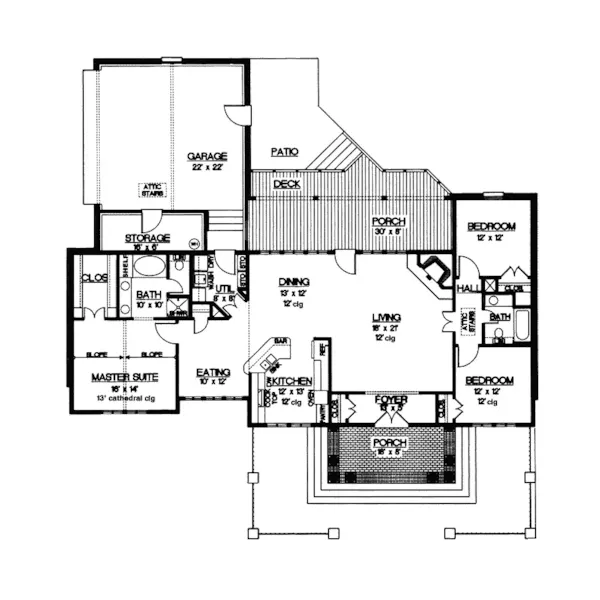 Traditional House Plan First Floor - Dermott Southern Style Home 020D-0159 - Search House Plans and More