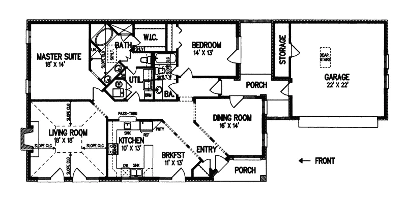 Traditional House Plan First Floor - McArthur Narrow Lot Home 020D-0160 - Shop House Plans and More