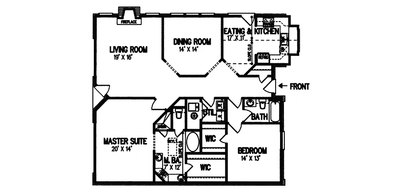 Ranch House Plan First Floor - Masonville Narrow Lot Home 020D-0161 - Shop House Plans and More
