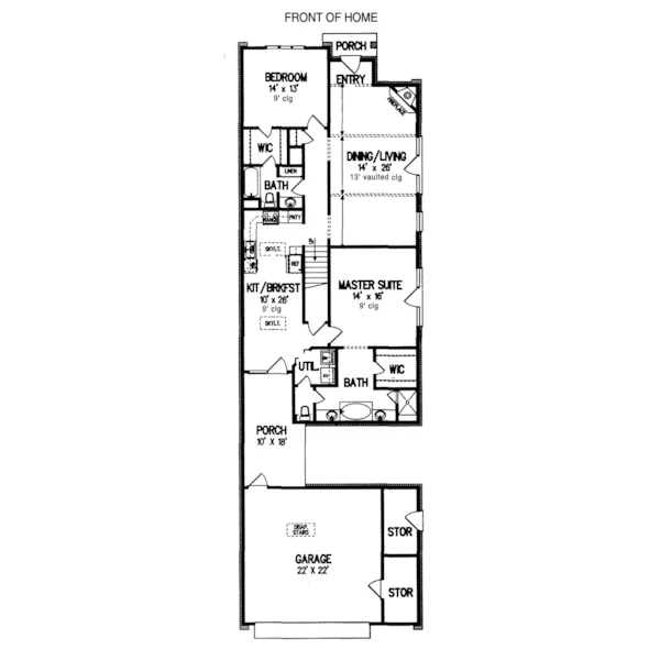 Tudor House Plan First Floor - Hamburg Mill Narrow Lot Home 020D-0162 - Search House Plans and More