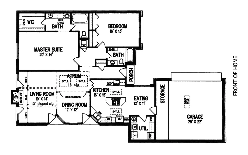 Ranch House Plan First Floor - Eudora Narrow Lot Home 020D-0163 - Search House Plans and More