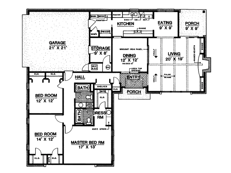 Traditional House Plan First Floor - Ladelle Ranch Home 020D-0165 - Shop House Plans and More
