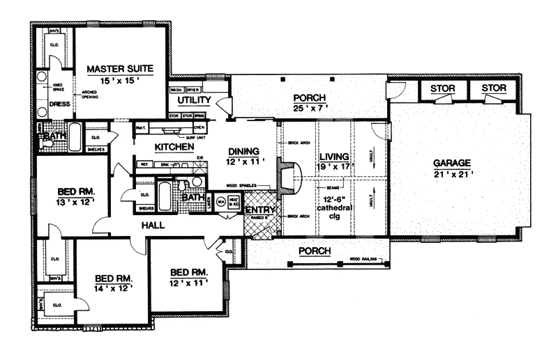 Country House Plan First Floor - Beyers Ranch Home 020D-0169 - Search House Plans and More