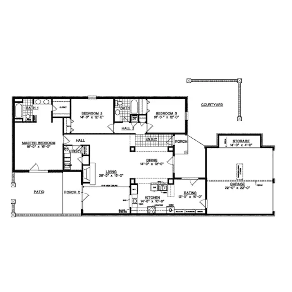 Ranch House Plan First Floor - Dorris European Ranch Home 020D-0178 - Search House Plans and More