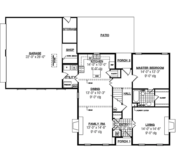 Georgian House Plan First Floor - Callahan Early American Home 020D-0182 - Search House Plans and More