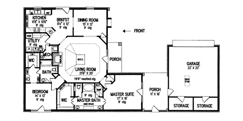 Traditional House Plan First Floor - Montague Ranch Home 020D-0185 - Shop House Plans and More