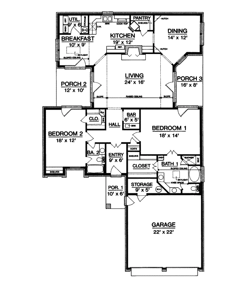 Tudor House Plan First Floor - Portsmouth Crest Ranch Home 020D-0186 - Shop House Plans and More