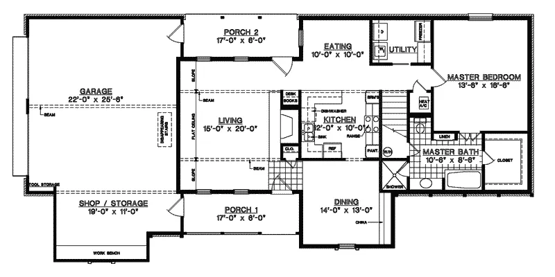 Traditional House Plan First Floor - Montgomery Park Tudor Home 020D-0189 - Shop House Plans and More