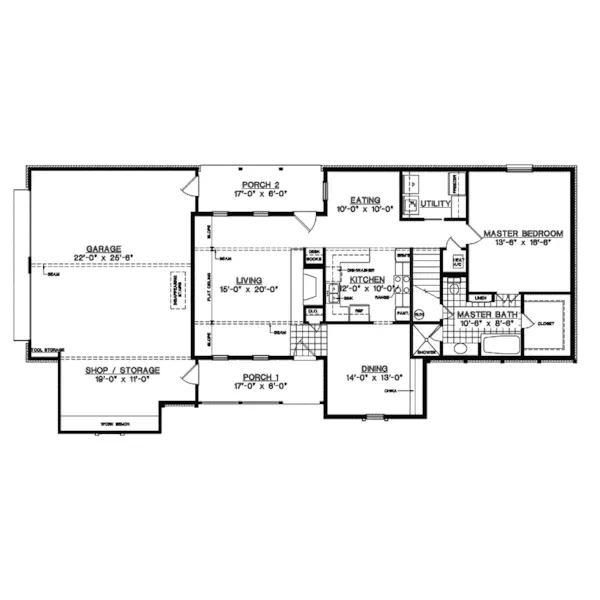 Tudor House Plan First Floor - Montgomery Park Tudor Home 020D-0189 - Shop House Plans and More