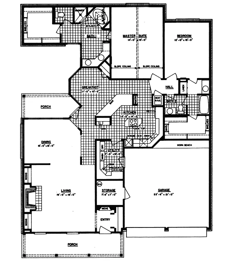 Traditional House Plan First Floor - Wendel Southern Ranch Home 020D-0195 - Shop House Plans and More