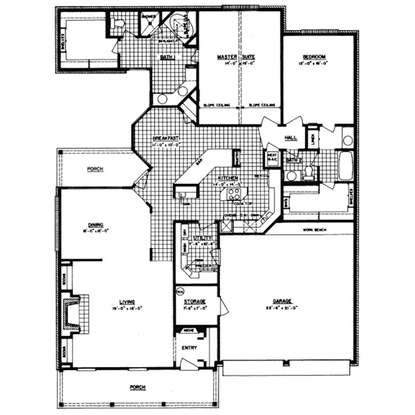 Plantation House Plan First Floor - Wendel Southern Ranch Home 020D-0195 - Shop House Plans and More