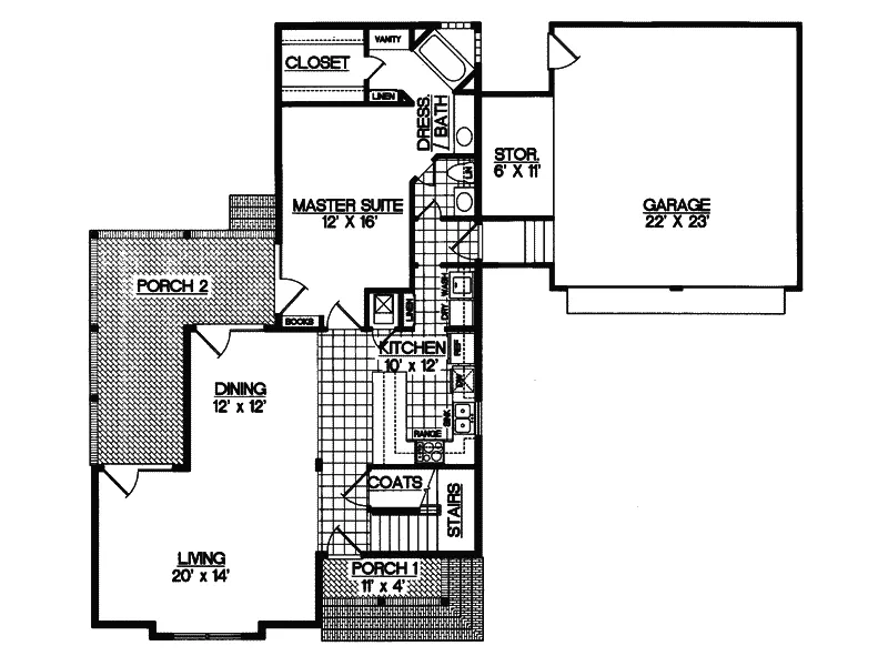 Shingle House Plan First Floor - Beckworth Craftsman Home 020D-0196 - Search House Plans and More