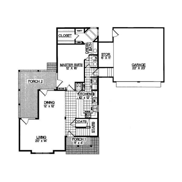 Craftsman House Plan First Floor - Beckworth Craftsman Home 020D-0196 - Search House Plans and More