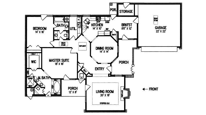 Tudor House Plan First Floor - Portola Creek European Home 020D-0199 - Shop House Plans and More