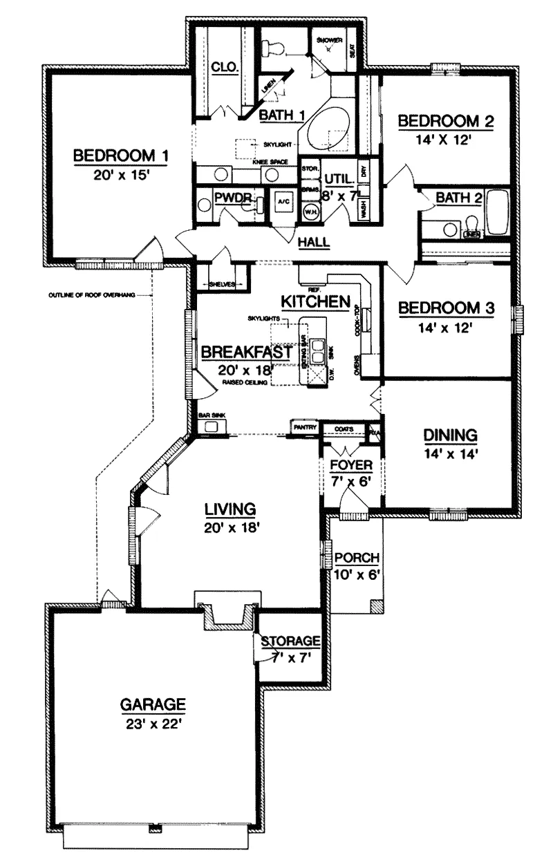 European House Plan First Floor - Covelo European Ranch Home 020D-0203 - Search House Plans and More